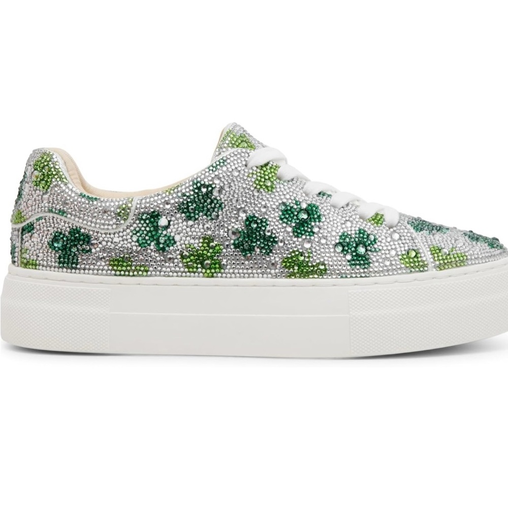 Betsey Johnson Silver and Green Platform Sneakers